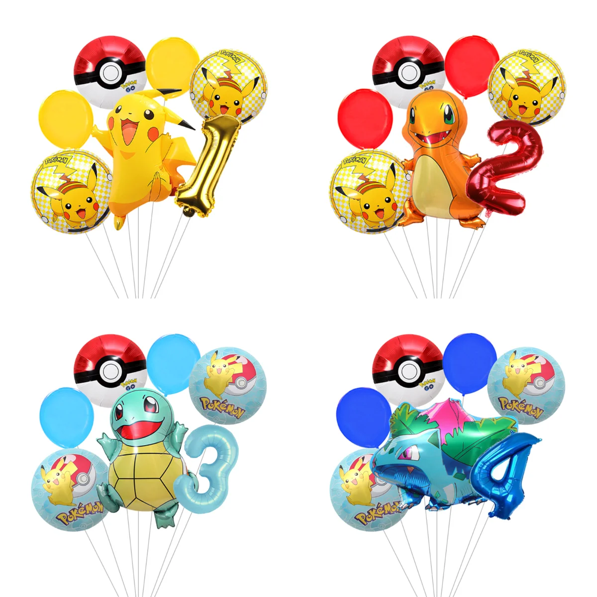 Pikachu-Themen-Folienballons-Set, farbige Latexballons für Festival, Party, Geburtstag, Hochzeit, Bankett, Szenendekoration, Zubehör