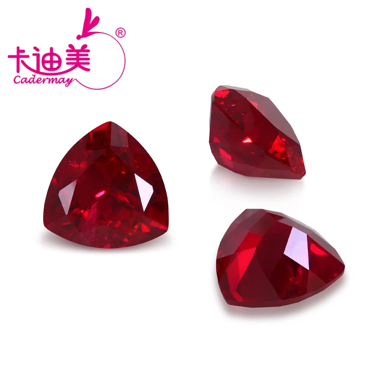 CADERMAY Trillion Cut Lab Grown Pigeon Blood Red Ruby Loose Stones With Inclusion For Rings Necklace Customized Smart Jewelry