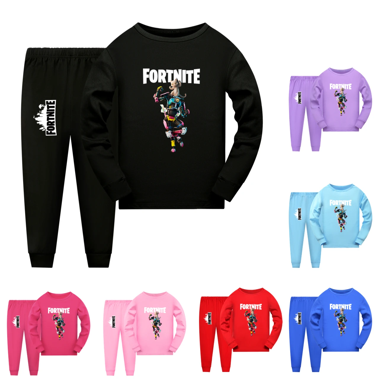 Camiseta Fortnite para niños, traje para niñas, Tops de otoño e invierno, pantalones cortos, pijamas, ropa para el hogar, conjunto deportivo 506