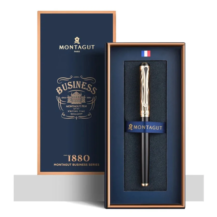 

For Montagut 816 High Grade Fountain Pen Golden Black & Golden Jewel Trim Iridium F/Bent 0.5mm/1.0mm Nib Office School Home Use