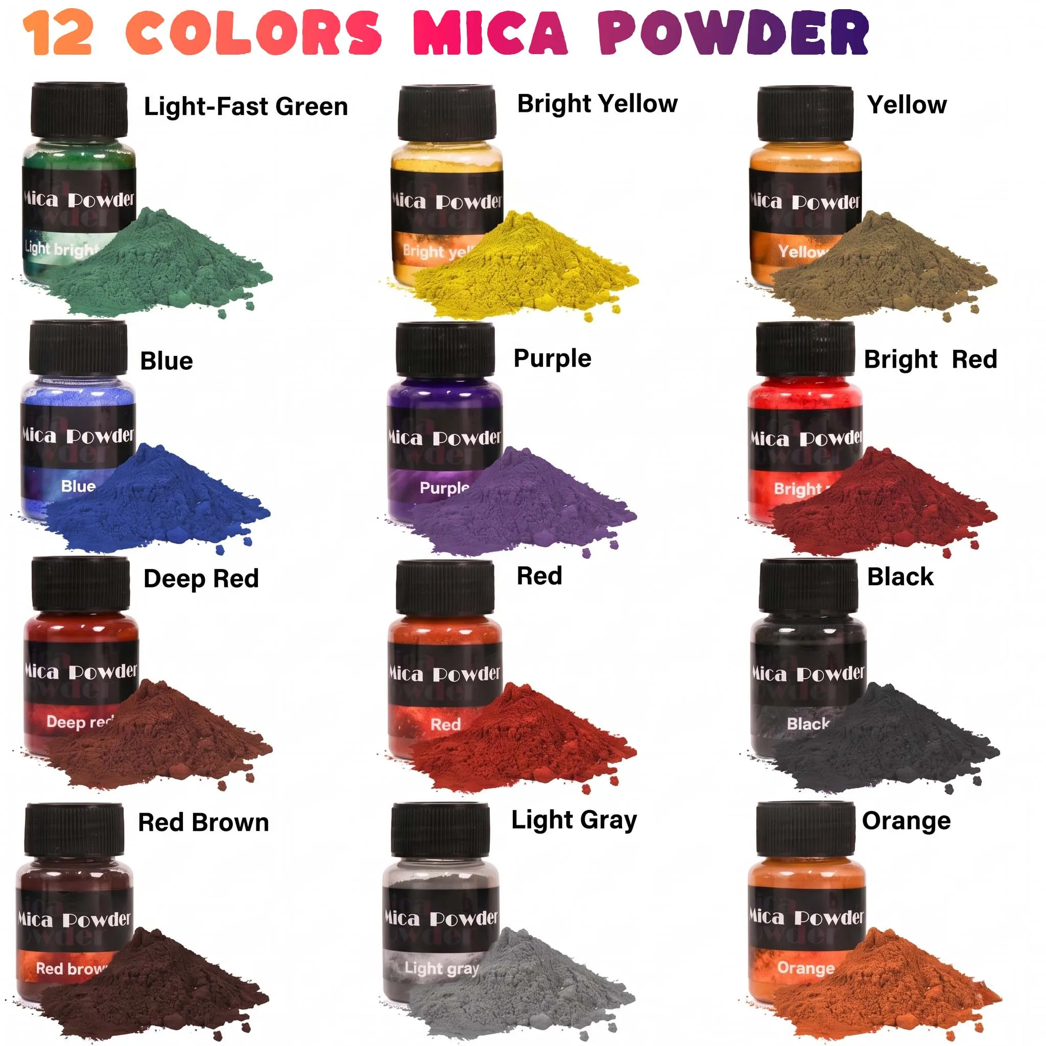 LEQU Cement Pigment Powder 12 Colors Set Mineral Dye for Gypsum Concrete Plaster Cement Crafts DIY Handmade Decoration