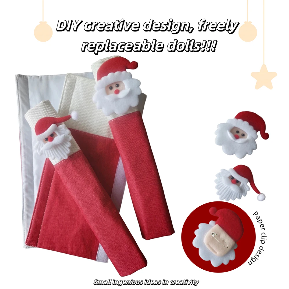 2Pcs Christmas Refrigerator Handle Covers, Creative DIY Refrigerator Handle Decorations—Suitable for Double-Door Refrigerators, Ovens, Microwaves, Dishwashers, Non-Slip and Anti-Dirt Sliding Door Handle Protective Covers, Christmas Holiday Decorations