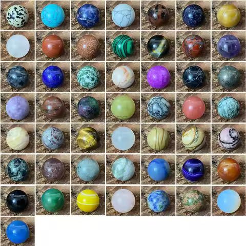 S1 16mm Marbles Crystal Ball Set Natural Gems Sphere Decor Pocket Stone Quartz Amethysts Round Beads Mineral Specimen