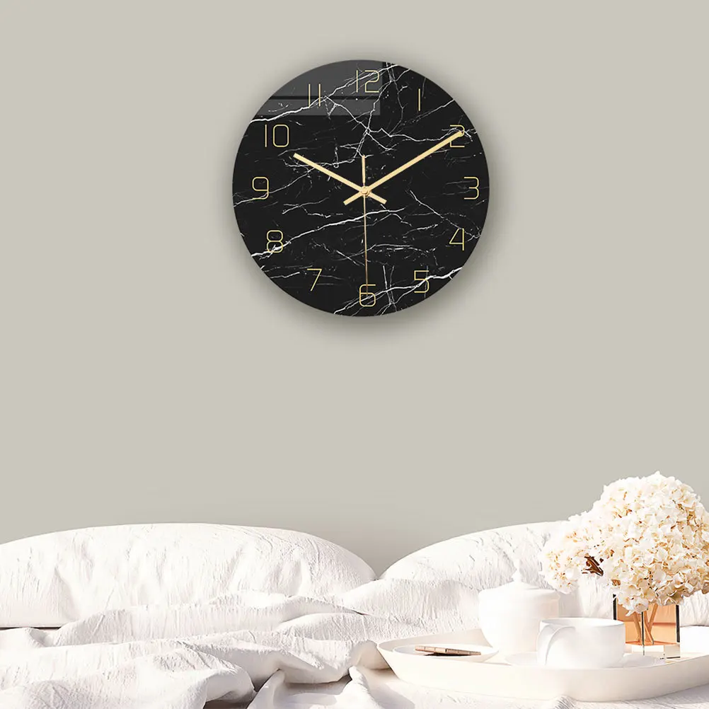 

1Pcs Marble Wall Clock Silent Non-Ticking Modern Round Acrylic Household Clock Large Clear Numbers Home Office Living Room Decor