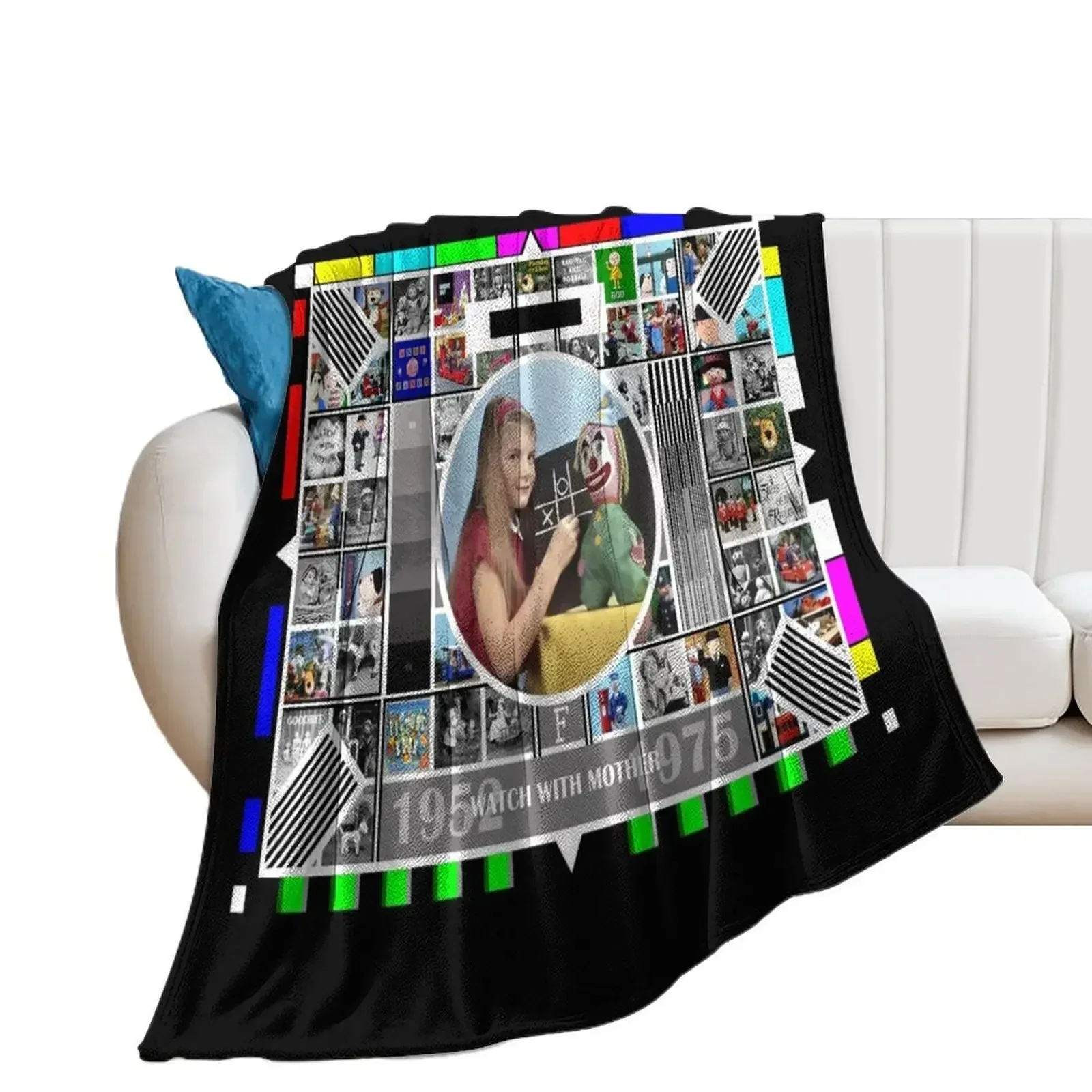 

British Test Card 1952 - 1975 Watch With Mother Pop Art V1 Throw Blanket Loose Hair Blankets