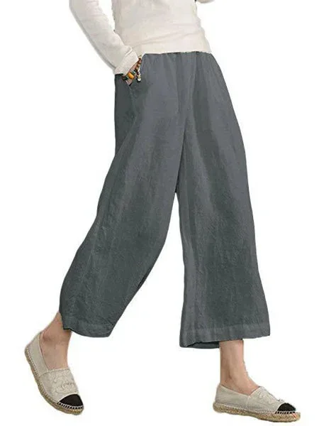 

2026 Women's New Fashion Trend High Quality Solid Color Loose Japanese and Korean Casual Nine-point Wide Leg Pants for Women