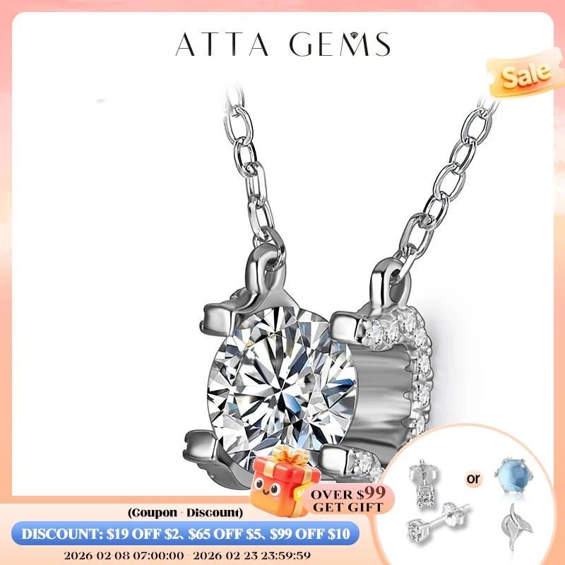 

Бриллиантовое ожерелье ATTAGEMS с муассанитом, серебро 925 пробы, ювелирные изделия круглой формы для женщин, ожерелье с бриллиантом с муассанитом