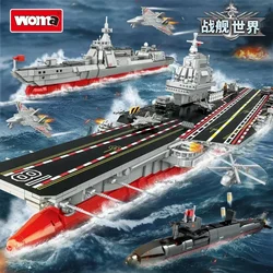 New Battleship World Aircraft Carrier Small Particle Military Building Block Assembly Model for Boys to Assemble and Splice Toys