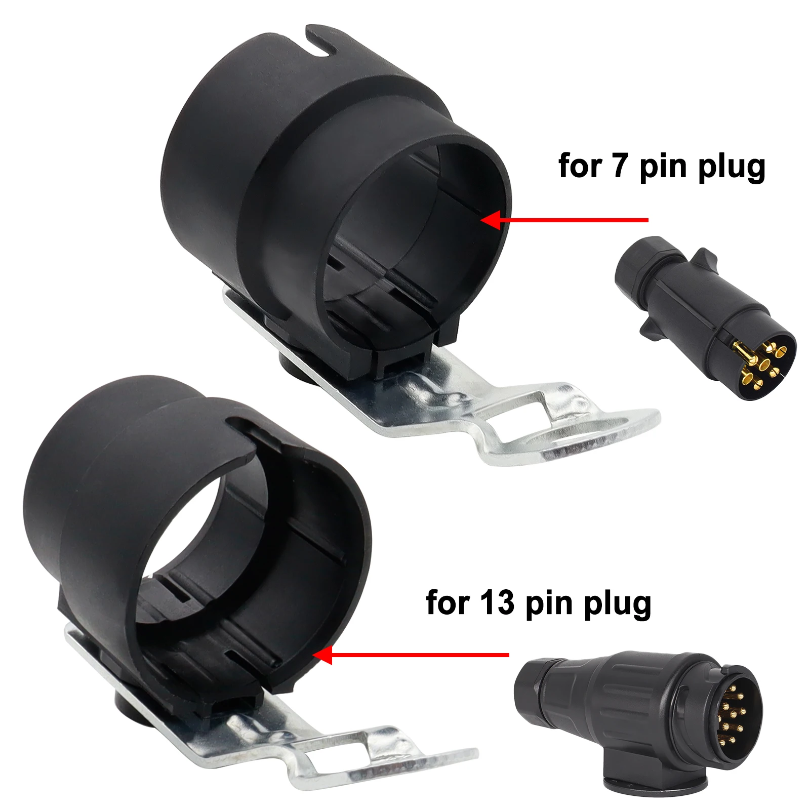 Trailer Dirt Protection Plug Adapter Plug Holder for 7Pin 13Pin Round Trailer Connector Bracket RV Camper Caravan Parts Black