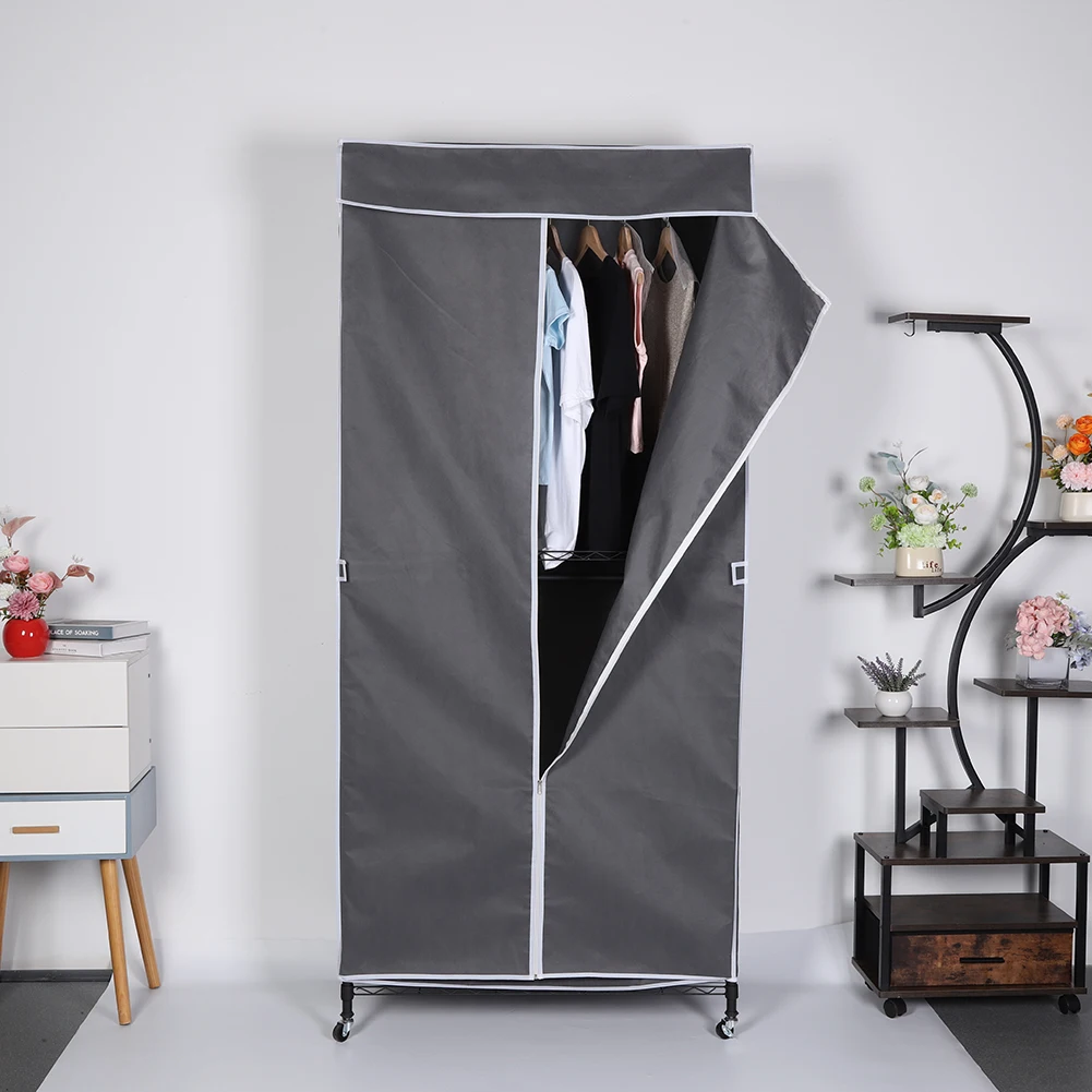 

Rolling Clothing Rack with Wheels Freestanding Closet Heavy Duty Garment Rack with Cover for Coats Shirts Dress