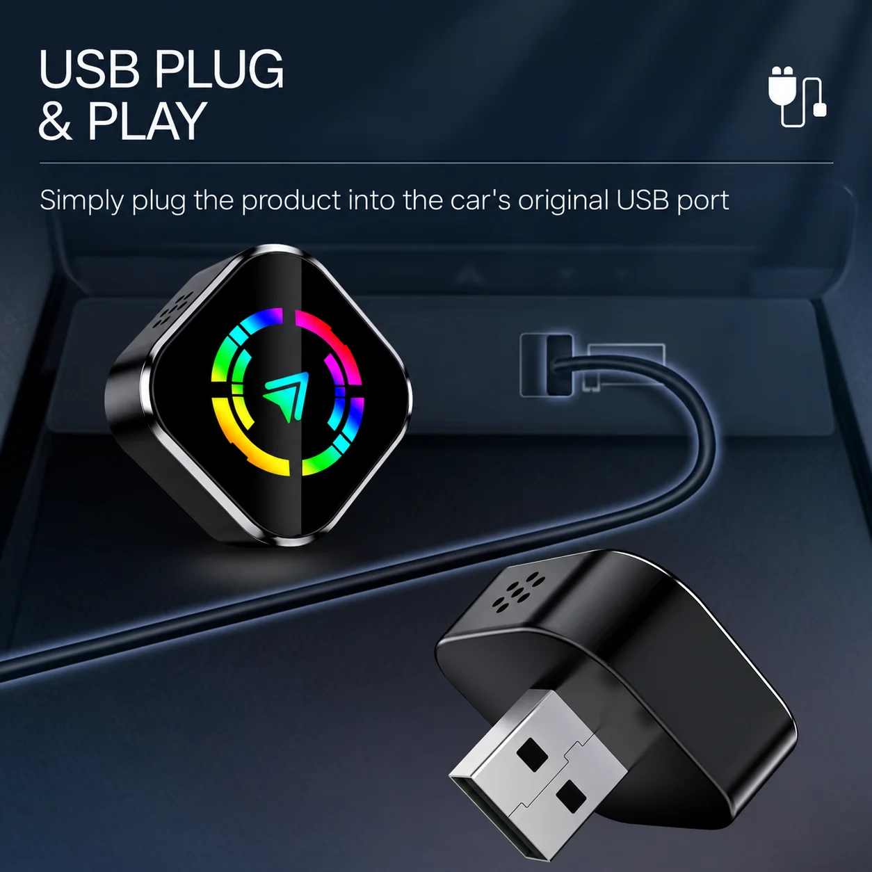 Wireless CarPlay Android Auto Adapter 2-in-1 Mini Dongle Wired to Wireless Bluetooth WiFi Auto Connect for Car SUV Truck Vehicle