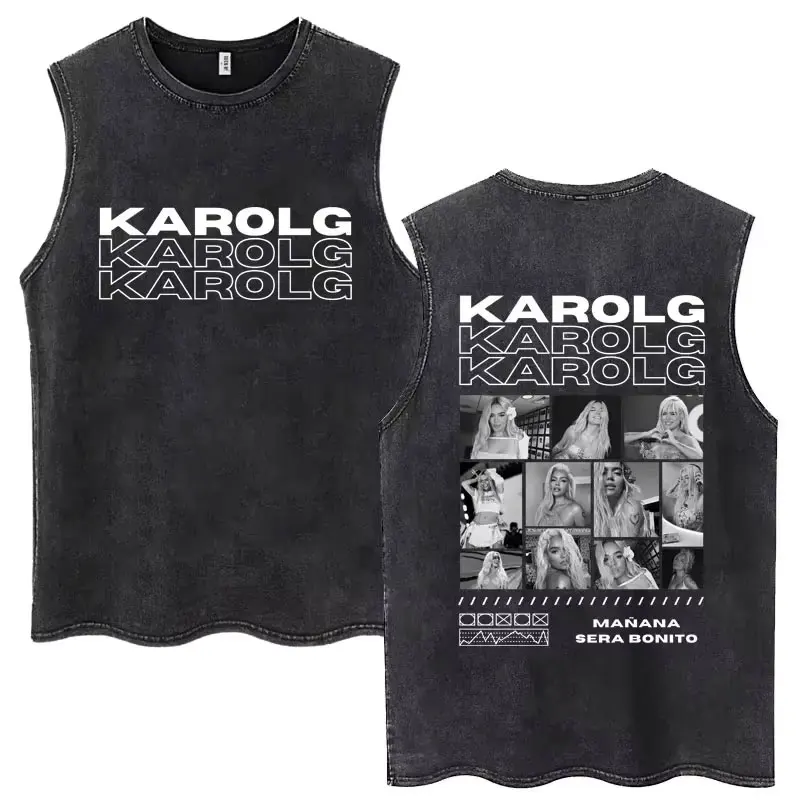 

Karol G Manana Sera Bonito Washed Tank Tops Hip Hop Oversized streetwear Sleeveless t shirt Gothic vintage High quality T-Shirt