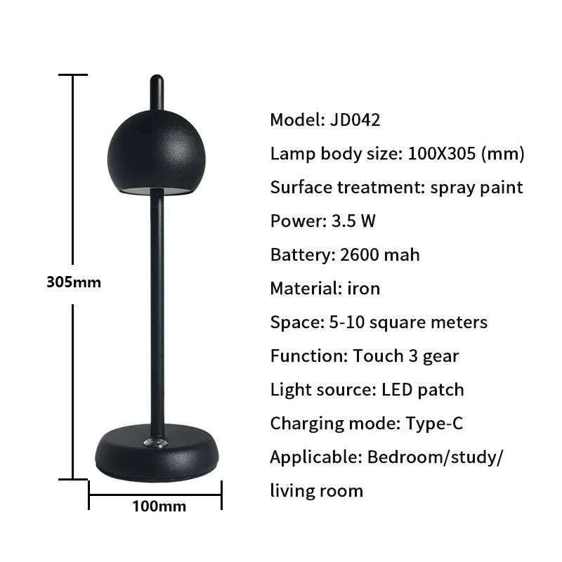 Luksusowa przenośna bateria nocna bezprzewodowa restauracja akumulatorowa akumulatorowa lampa stołowa Led Touch switch bezprzewodowa lampka na biurko