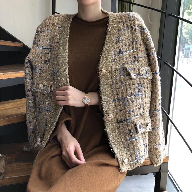 

2025 Chic Autumnal Thi Knitted Long Sve Sweater Coat Women's Open Cardigan Heavy Embroidery Mixed Color Weave Warm Outerwear
