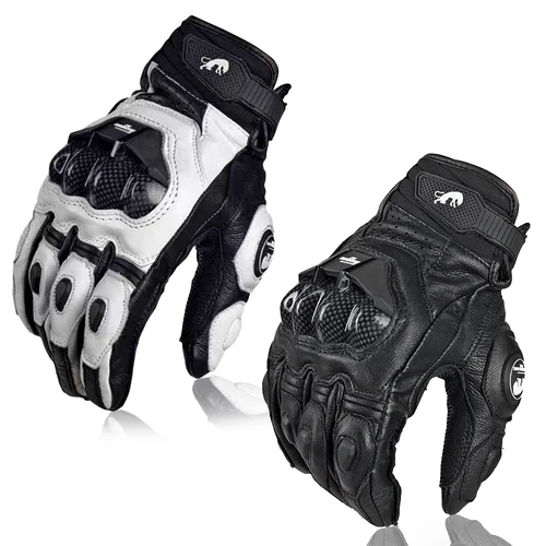 Furygan AFS 6 guantes de motocicleta guantes cortos de protección contra caídas de fibra de carbono guantes de montar transpirables usables de cuero