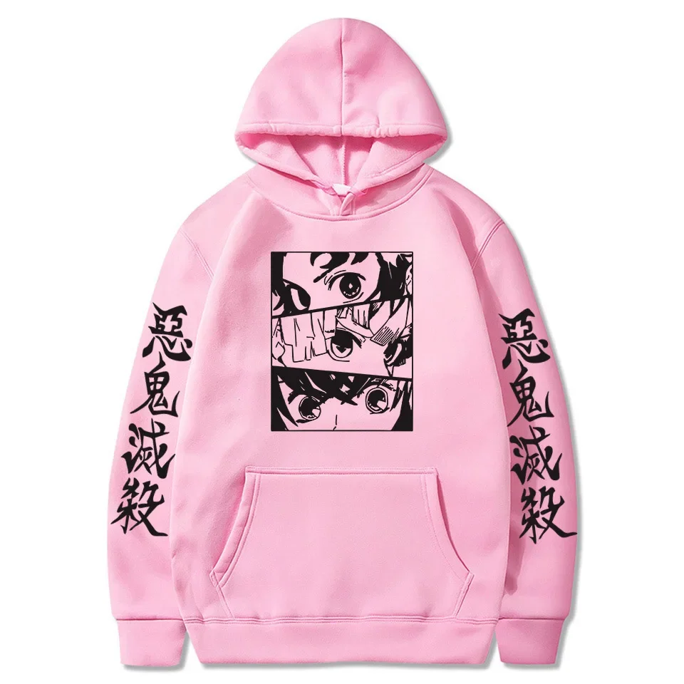 Hot Sale Japan Anime Demon Slayer Kamado Tanjirou Hoodies Fashion Cartoon Agatsuma Zenitsu Eyes Pullover Top Harajuku Sweatshirt