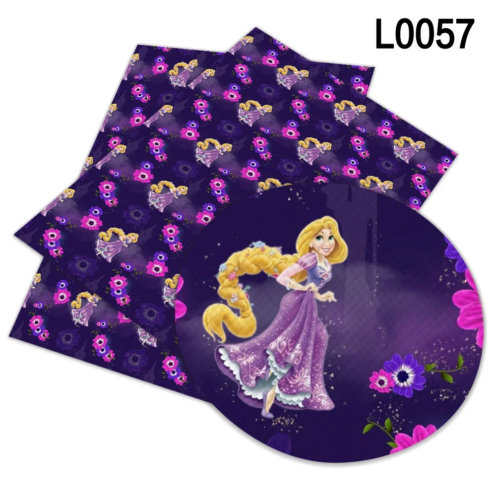 22 cm x 30 cm Disney Synthetic Leather Sheet Tangled Princess Printed Faux Leather Fabric