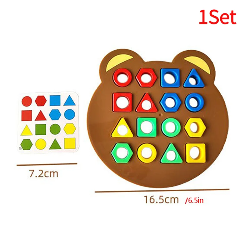 1Set Children Puzzles Geometric Shape Quick Matching Board, Color & Shapes Puzzles Learning Games Toy For Kids Boys Girls.
