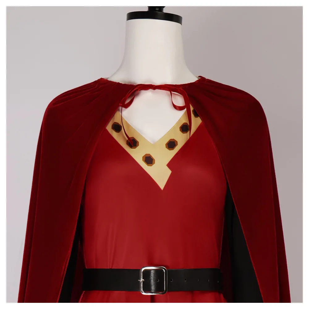 Lord Farquaad Women Cosplay Costume Shrek Female Red Dress With Cape Hat Pantyhose Fantasia Mujer Halloween Carnival Party Outfi view 5