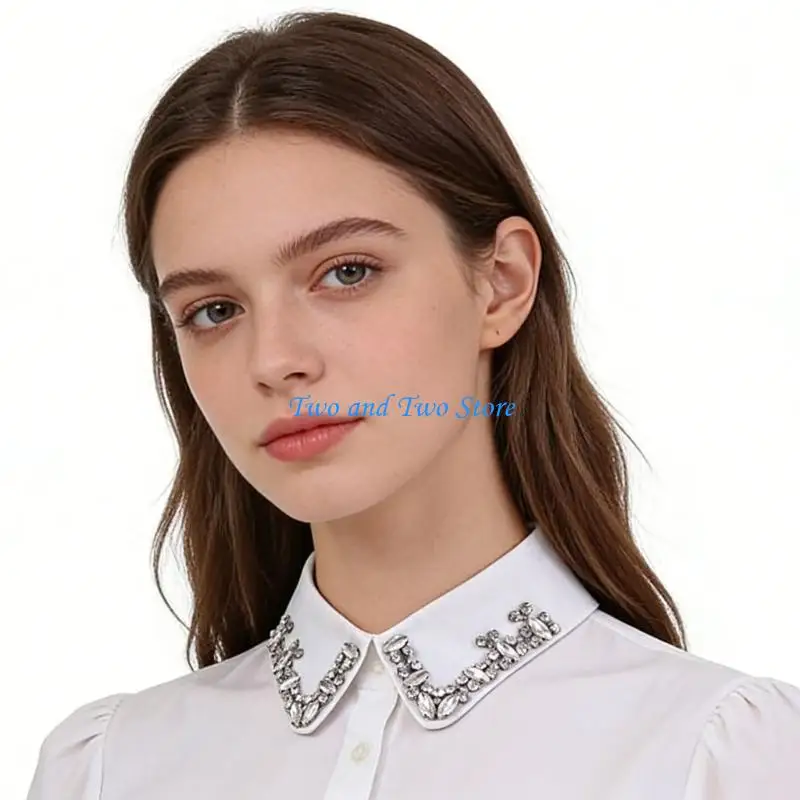 HX6F Luxurious Removable Collar With Rhinestones Detachable Collar for Female Girl