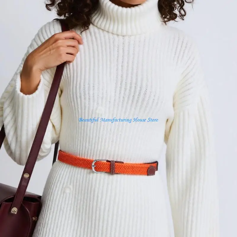 E56A Braided Belt Elastic Waist Strap Lightweight Comfortable Sash for Jeans Trousers