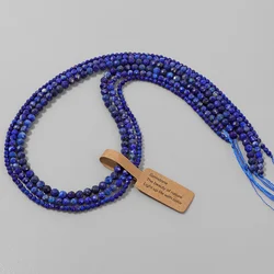 A+ Natural Lapis Lazuli Gems Stone Bead Faceted Round Loose Spacer Beads Fit Jewelry Making Diy Bracelet Rings Necklace 2 3 4MM
