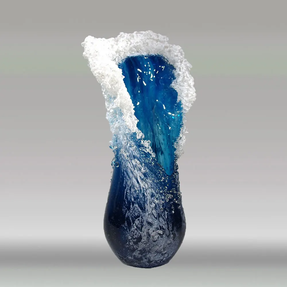 10/15cm Ocean Wave Vase Resin Craft Unique Simulation Majestic Blue Wavy Vase for Modern Nodic Style Home Living Room Decoration