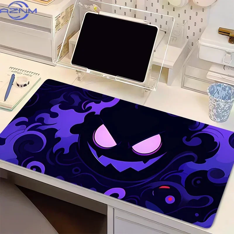 Gengar Dark Purple Smoke Anime Large Mousepad, Rubber Non Slip Desk Mat for Gaming and Office Desktop Decoration