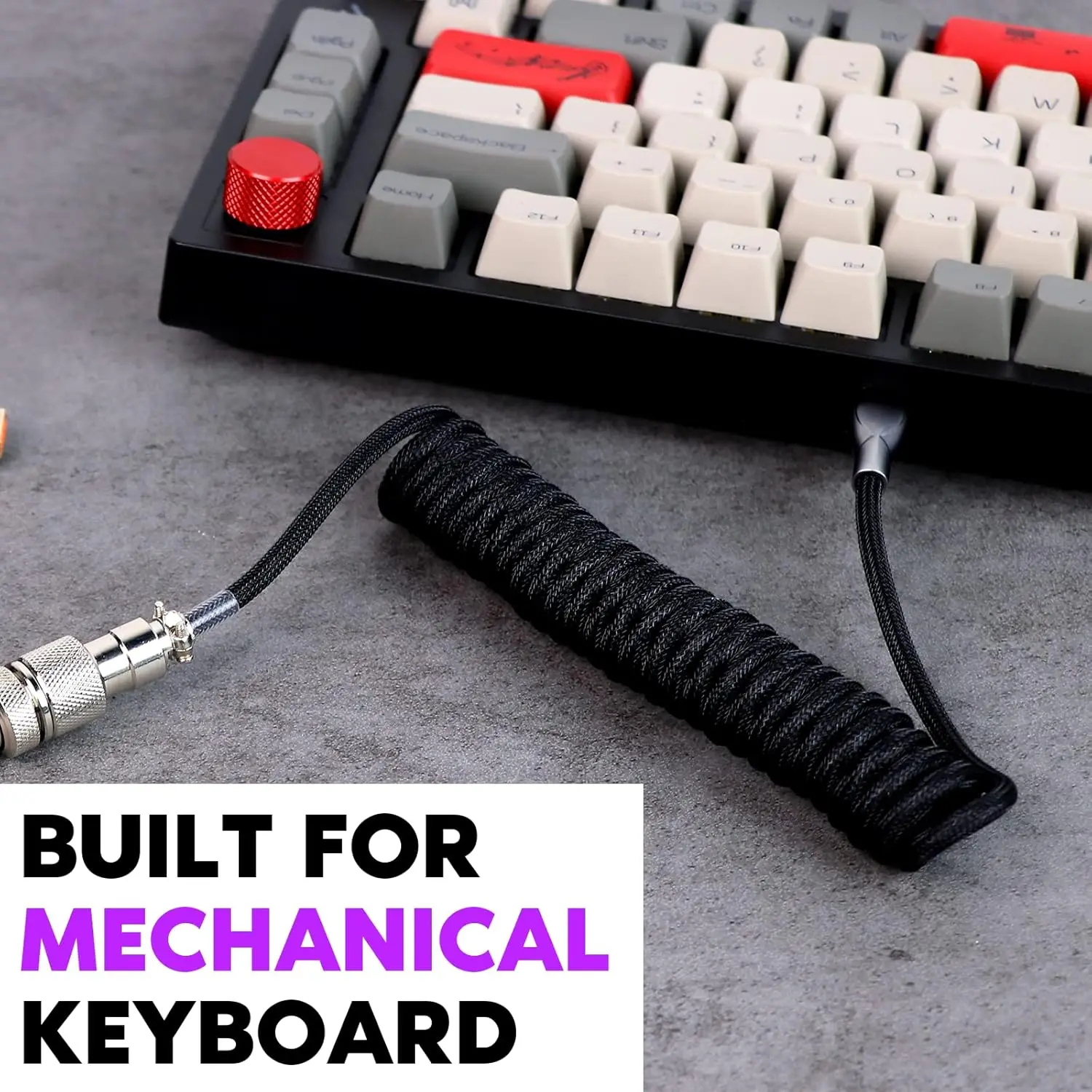 1,8m Spiralkabel USB-C auf USB-A TPU-Kabel für Mechanische Gaming-Tastaturen Abnehmbare Metall-Stecker für Benutzerdefinierte Tastaturen