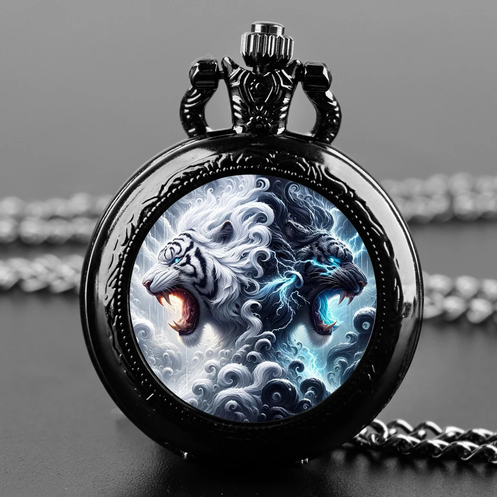 [Personal Choice] White Tiger Mythical Beast Quartz Pocket Watch - Unique design, highlighting personality charm