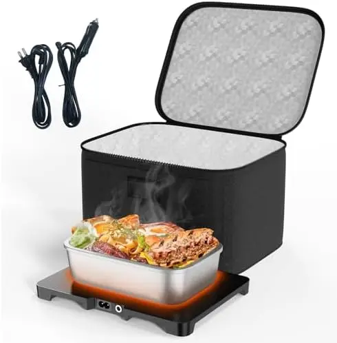 

Термосумка для обедов 3-в-1 с подогревом - электрический подогреватель еды 12В/24В/110В для автомобиля, офиса, путешествий