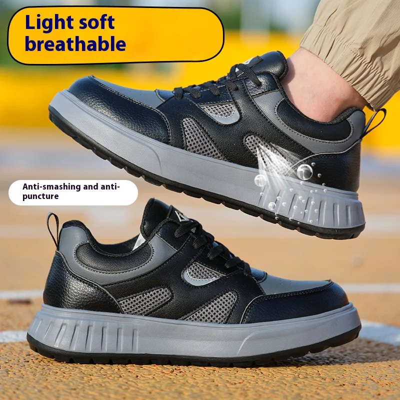 Lightweight wear-resistant work shoes men's anti-smash anti-puncture steel head safety protection shoes trend shoes