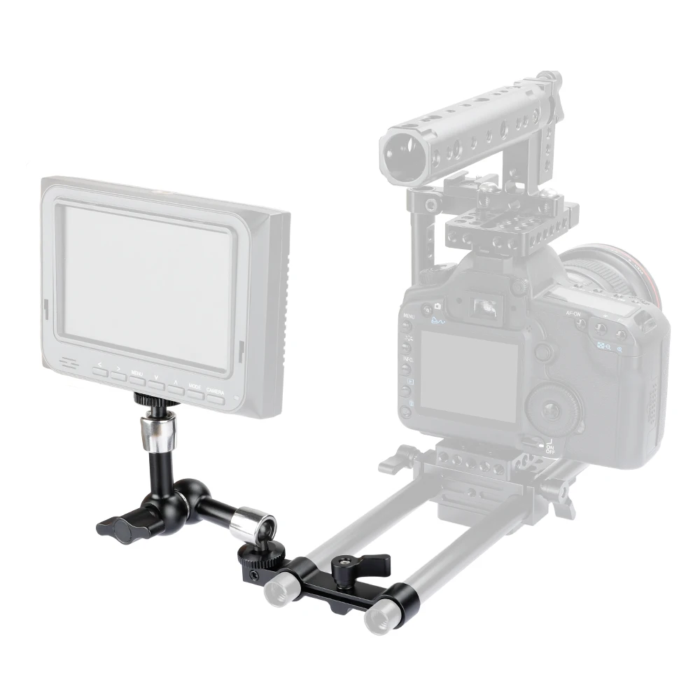 Braço mágico articulado flexível HDRIG de 7" e braçadeira de haste dupla de 15 mm com 360 °   Giratório e 90 °   Cabeça esférica inclinada para acessórios de câmera