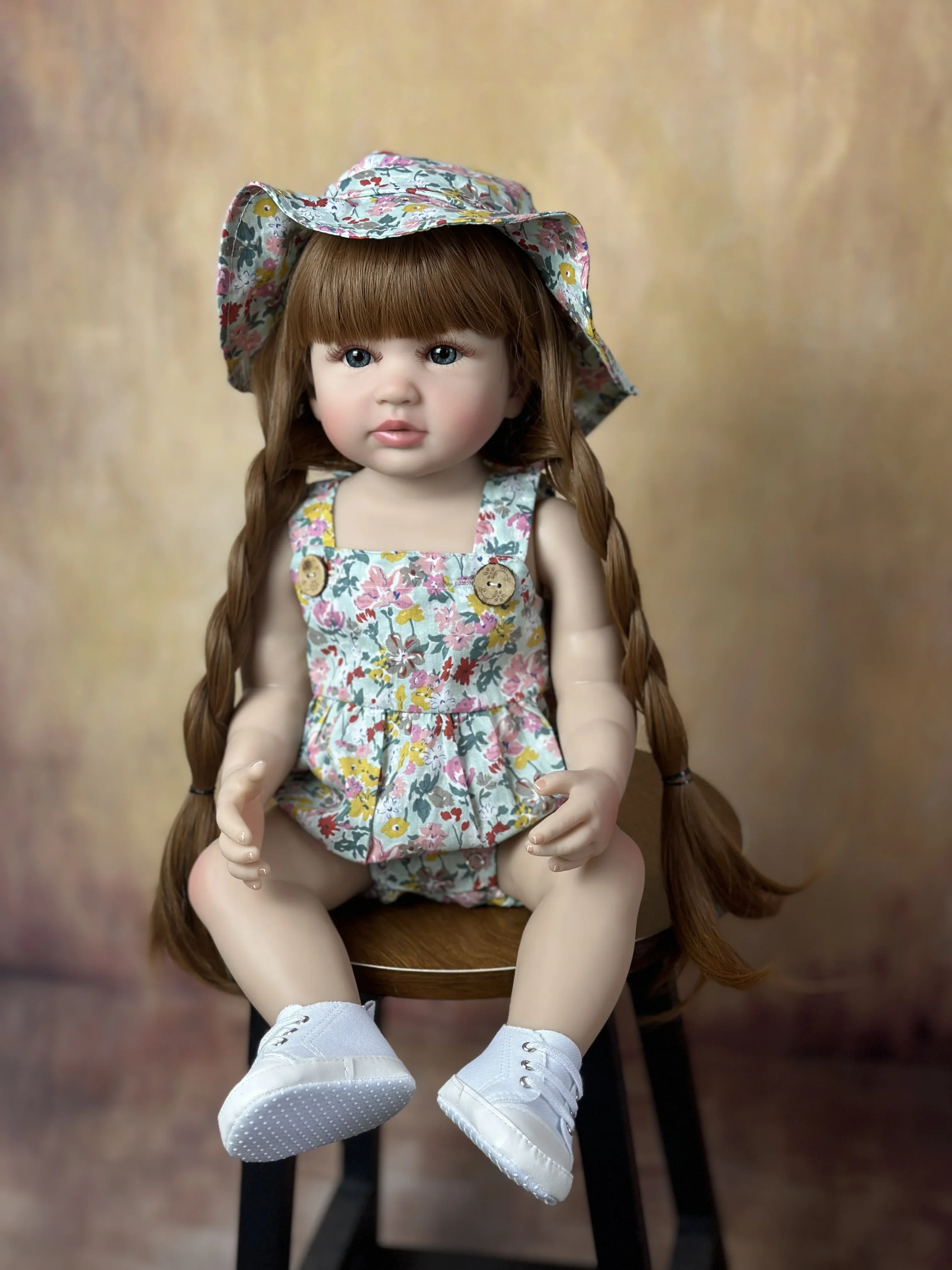 Bzdoll Levensechte 55Cm Reborn Babypop Met Volledig Siliconen Lichaam 22Inch Levend Pasgeboren Bebe Schattig Verkleed Speelgoed Meisje Verjaardagscadeau