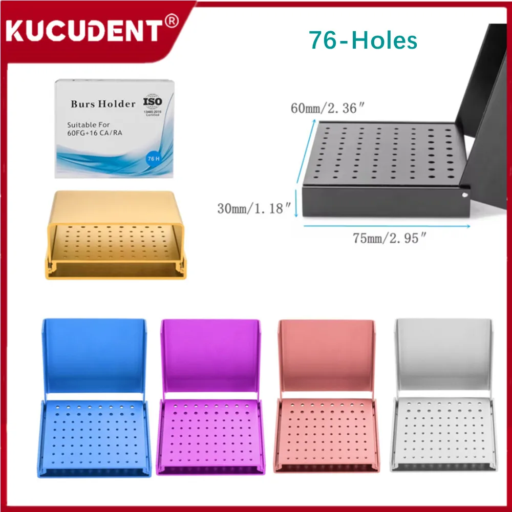 

76 Holes Dental Burs Holder Endo Box Cleaning Stand Autoclavable Sterilizable Drills for High/Low Speed Dentistry Diamond Bur