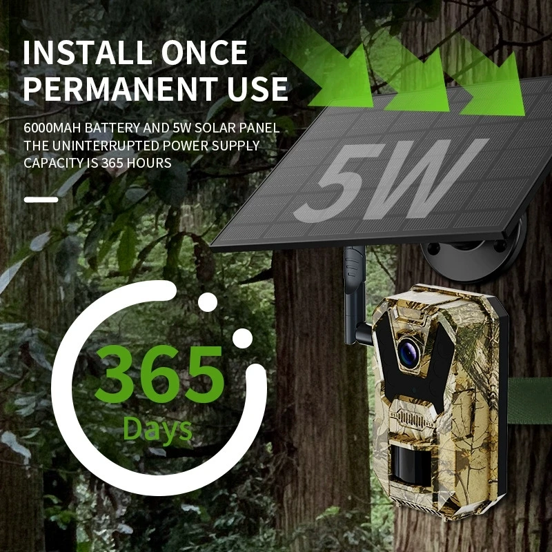 Cámara de caza infrarroja WiFi solar con app y soporte exterior - imagen 4