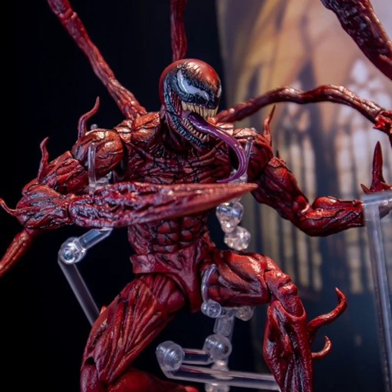 SHF Venom Carnage Action Figure Joint Movable Toys Venom Legends Change Face Statue Model Doll Collectible Kids for Toy Gift