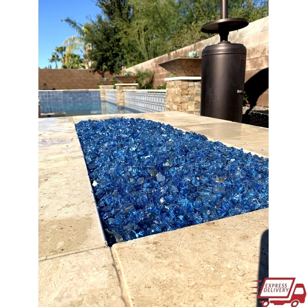 

Тихоокеанский синий светоотражающий костра, стеклянные камни, 10 фунтов, огненное стекло, дробленые камни, внутренние и уличные газовые камины, декоративный наполнитель