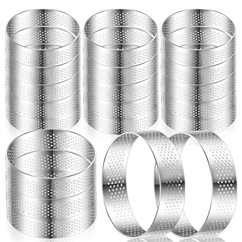 

AA81-20 Pcs 3Inch Round Tart Ring Stainless Steel Tart Rings For Baking Nonstick Metal Round Cake Ring