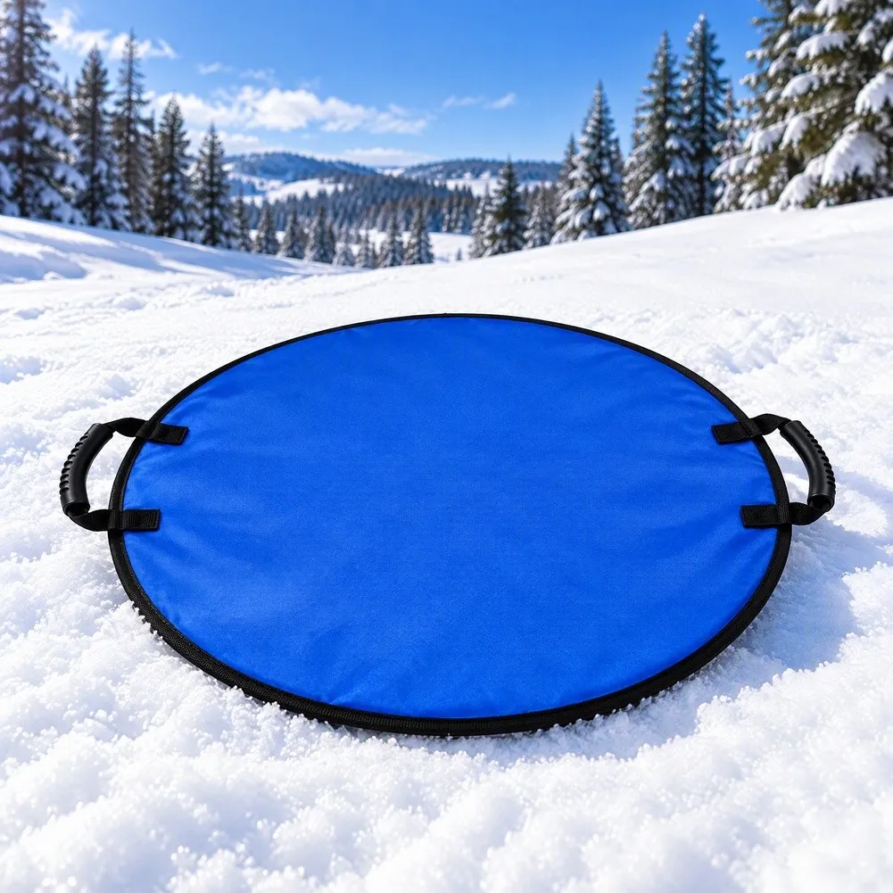 26 Inch Foldable Snow For sled for Winter Fun Portable Lightweight Polyester For sledding Board with Sturdy Grip Handle