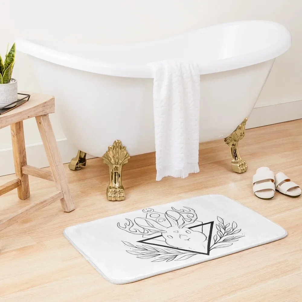 

Lunar Rabbit / Jackalope | Nikury Bath Mat Anti-Slip Shower Kitchen Carpet Bathroom Supplies Mat