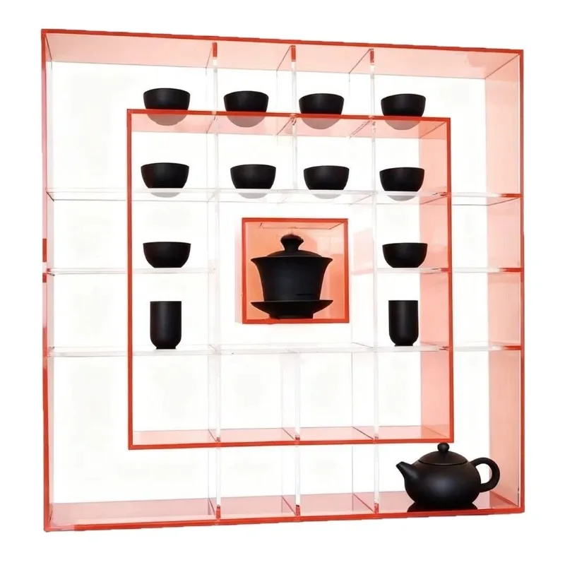 

Color suspended acrylic tea set cabinet, multi-layer teapot teacup display rack, creative tea room storage bogu rack