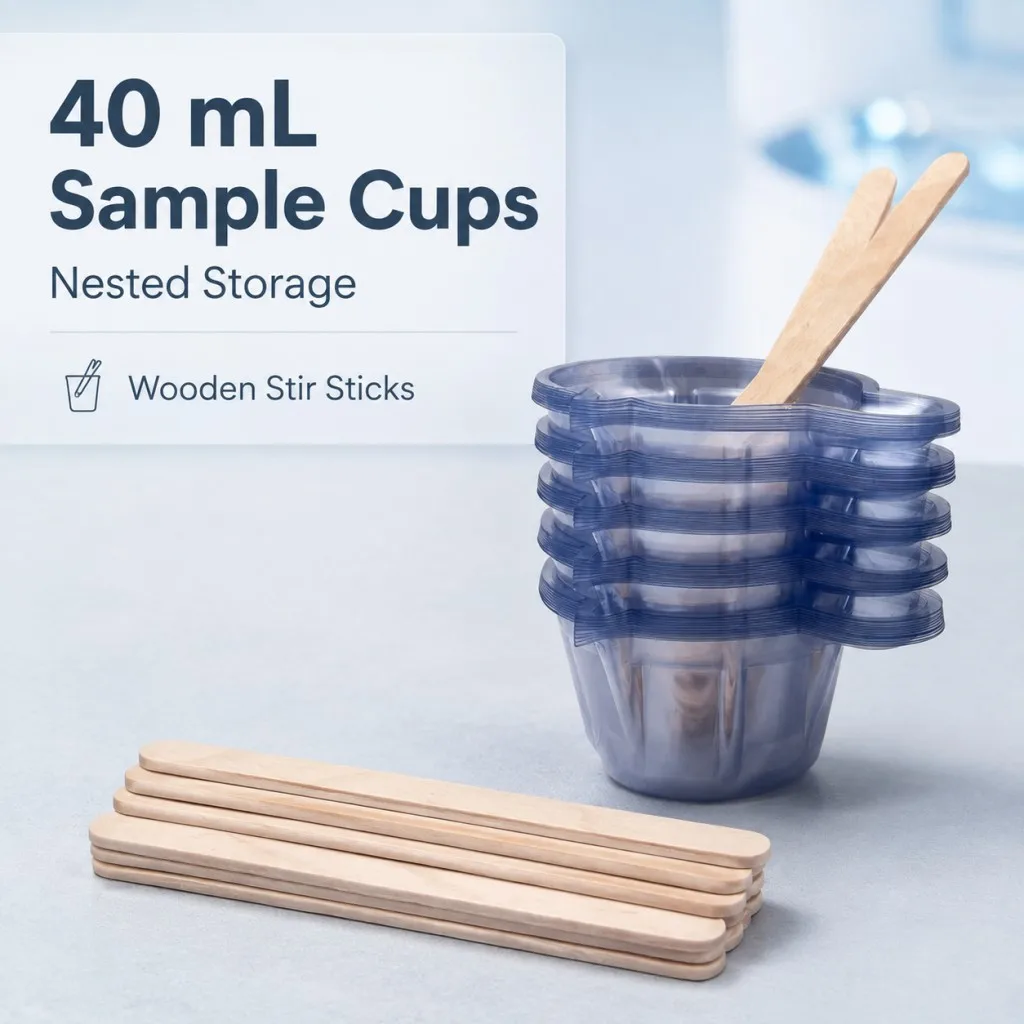 40ml Disposable Plastic Mixing Sample Cups With Wooden Stir Sticks, Nested Storage For Epoxy Resin Pigment Mixing DIY Craft