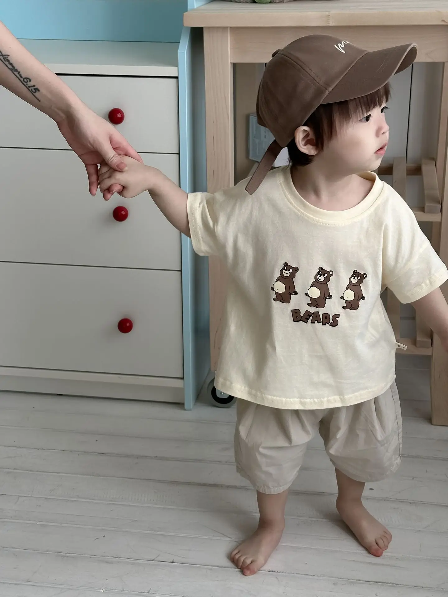 2025 Summer New Baby Short Sleeve T Shirts Cartoon Print Infant Boy Girl Cotton Casual Tees Cute Bear Toddler Versatile Tops