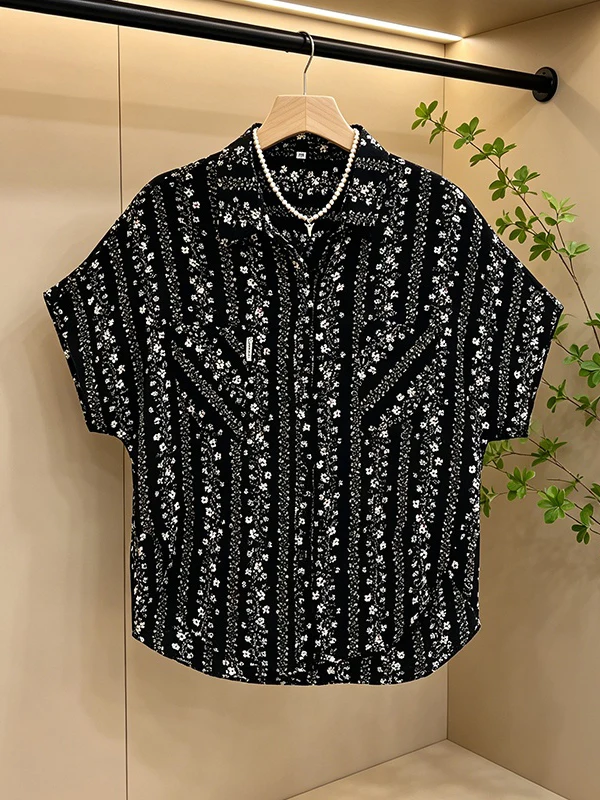 

plus Size Fashionable Floral Shirt Women's Summer 2026 New Style Beautiful Versatile Stylish Korean Loose Fit Short Sleeve