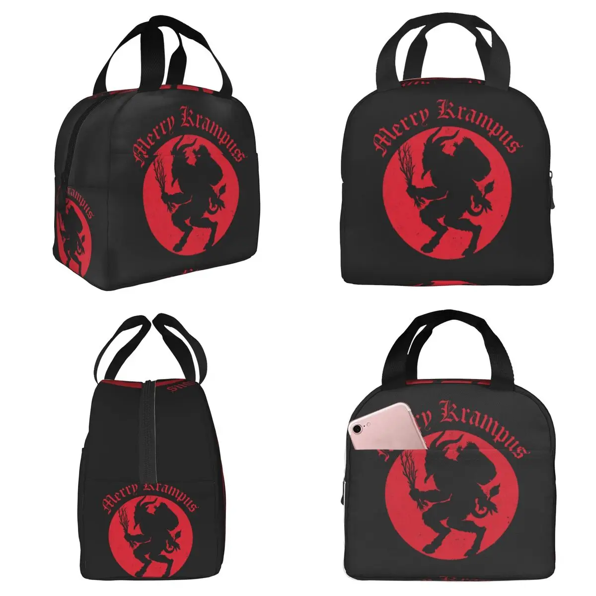 Merry Krampus Horror Christmas Insulated Lunch Bag for Kids School Cooler Thermal Food Box Tote Portable Lunch Boxes Container