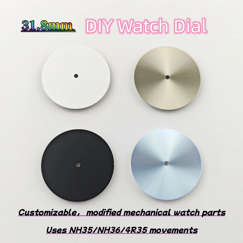 31.8mm Watch Modification Parts NH35 Matte Dial (No-Date) for DIY Modding Watch Face Customization Personalized Logos Available
