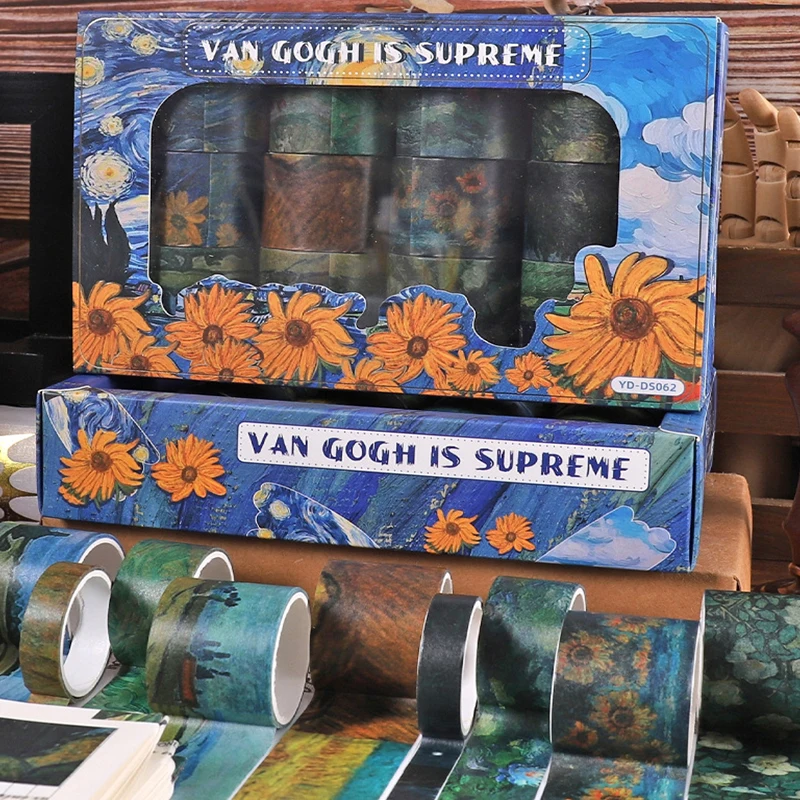 

Вращение масляной живописи подсолнухов, винтажных водяных лилий и бумажной ленты, используемое для альбомов «сделай сам», материалов для палаток, блокнота переменного тока