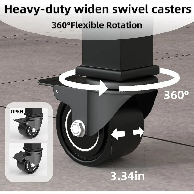 48" Solid Wood Work Bench, Adjustable Hight Workbench with Wheels, Heavy-Duty Worktable with Pegboard, Power Outlets, Workstatio