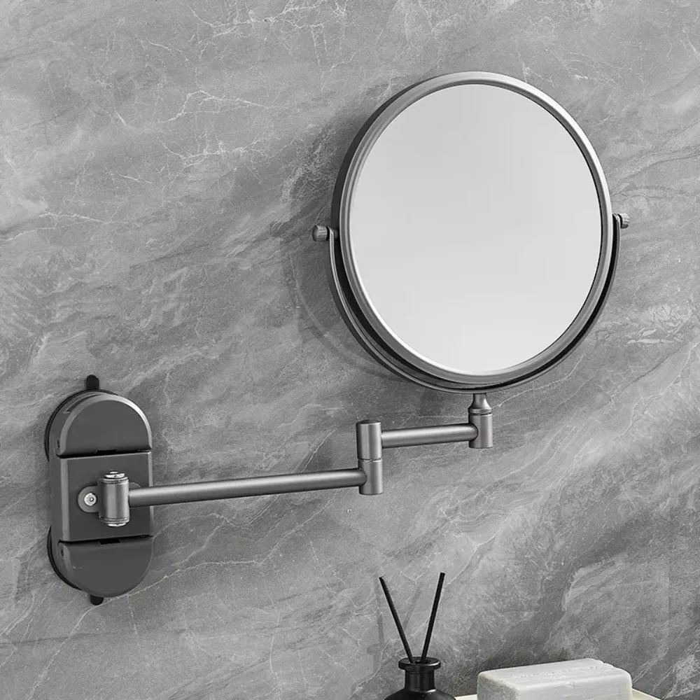 Suction Cup Retractable Vanity Mirror Hotel Non-perforated Folding Wall Mounted Vanity Mirror Bathroom Adjustable Beauty Mirror